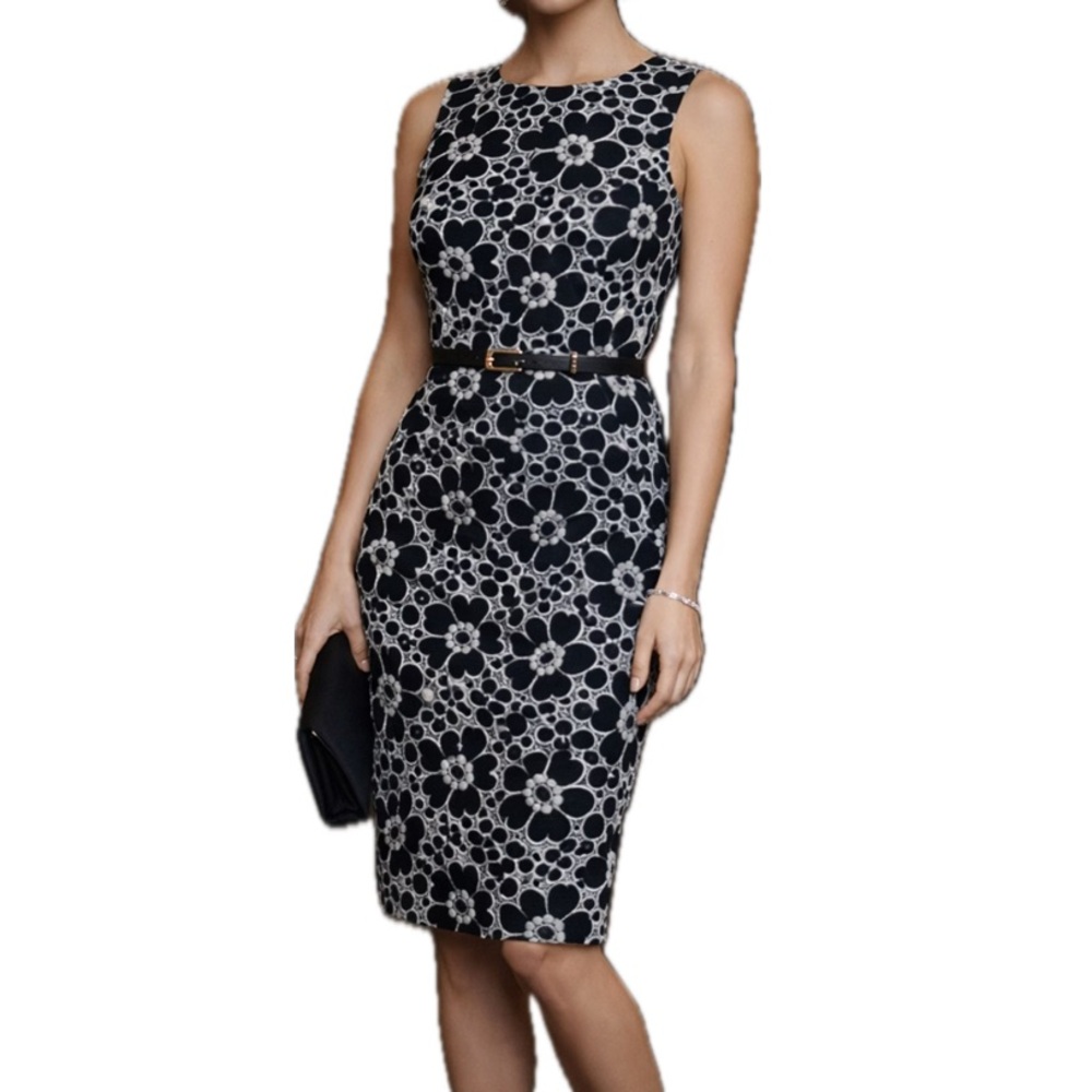 Lafayette 148 New York Navy Floral Lace Sheath Dress, 8